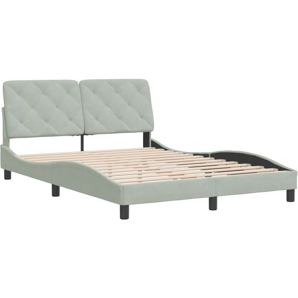 Vidaxl Bed Frame With Headboard Light Gray 53.9X74.8 Full Velvet