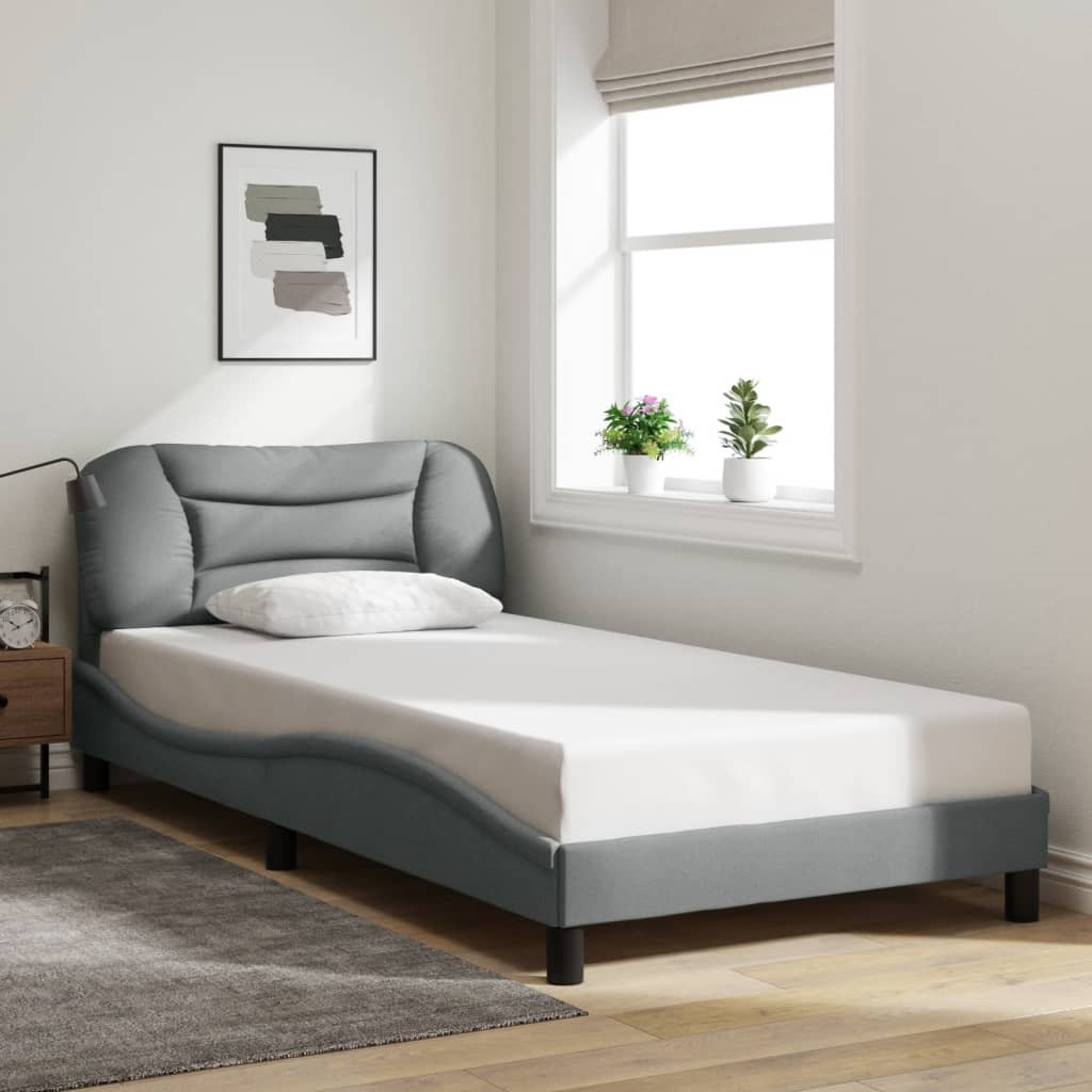 Vidaxl Bed Frame With Headboard Light Gray 39.4X79.9 Twin Xl Fabric