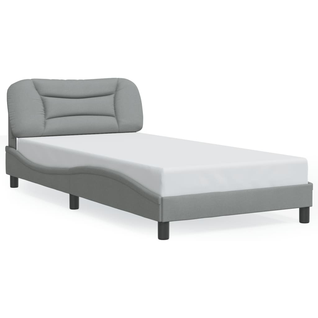 Vidaxl Bed Frame With Headboard Light Gray 39.4X79.9 Twin Xl Fabric