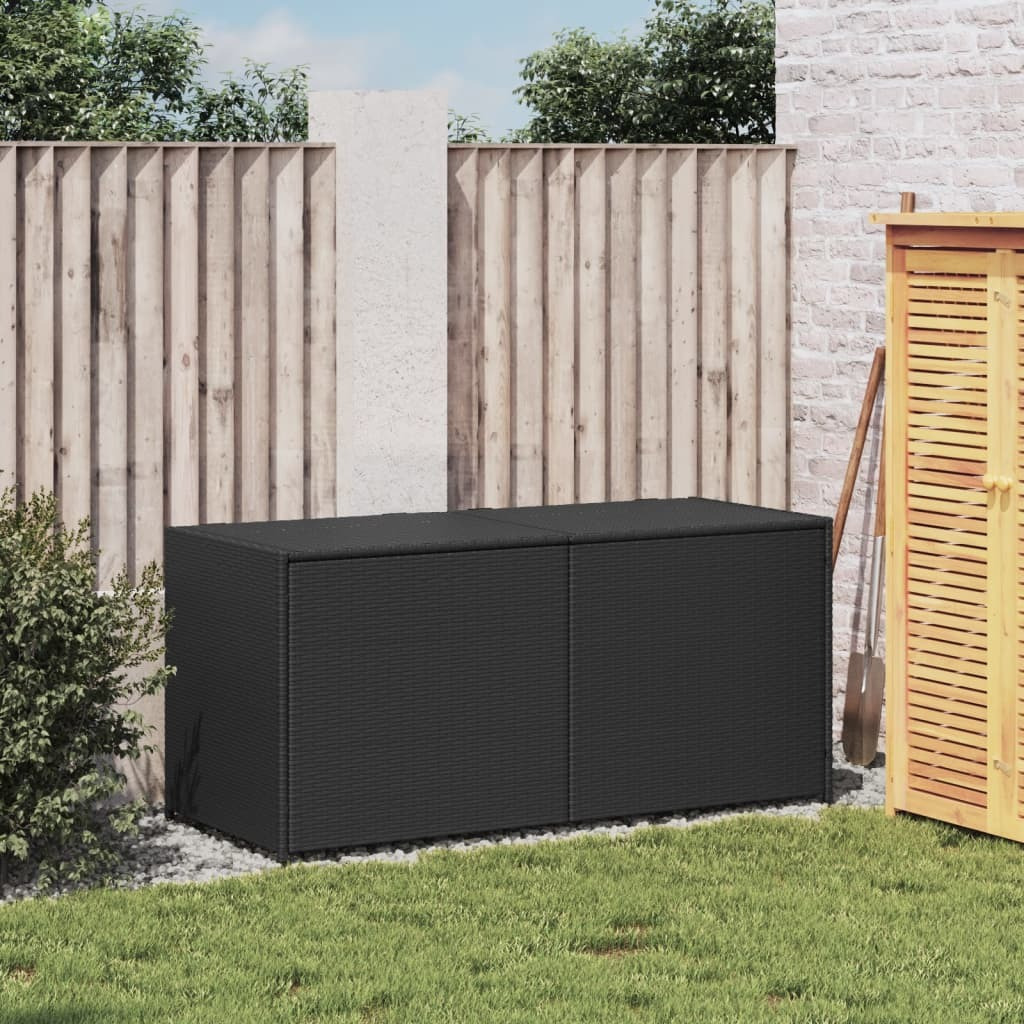 Vidaxl Garden Storage Box Black 74.8 Gal Poly Rattan