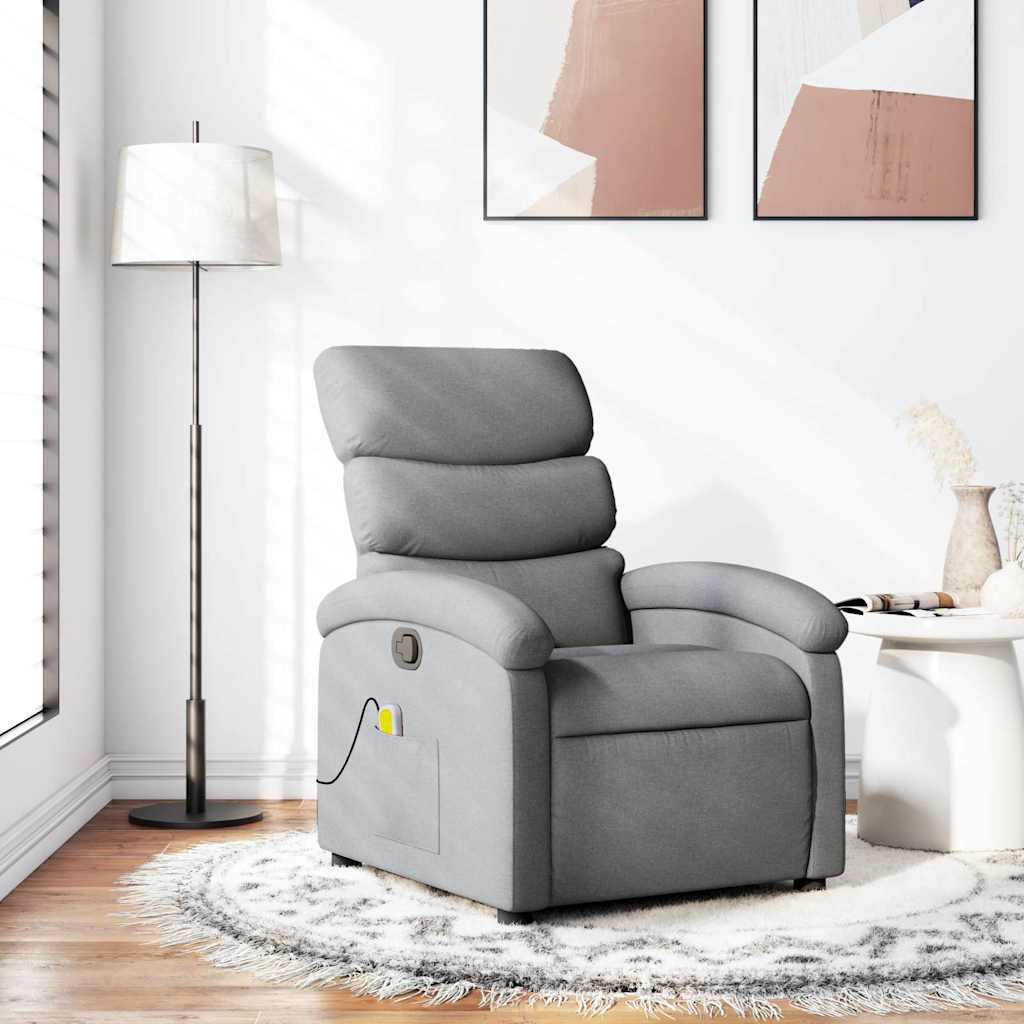 Vidaxl Massage Recliner Chair Light Gray Fabric