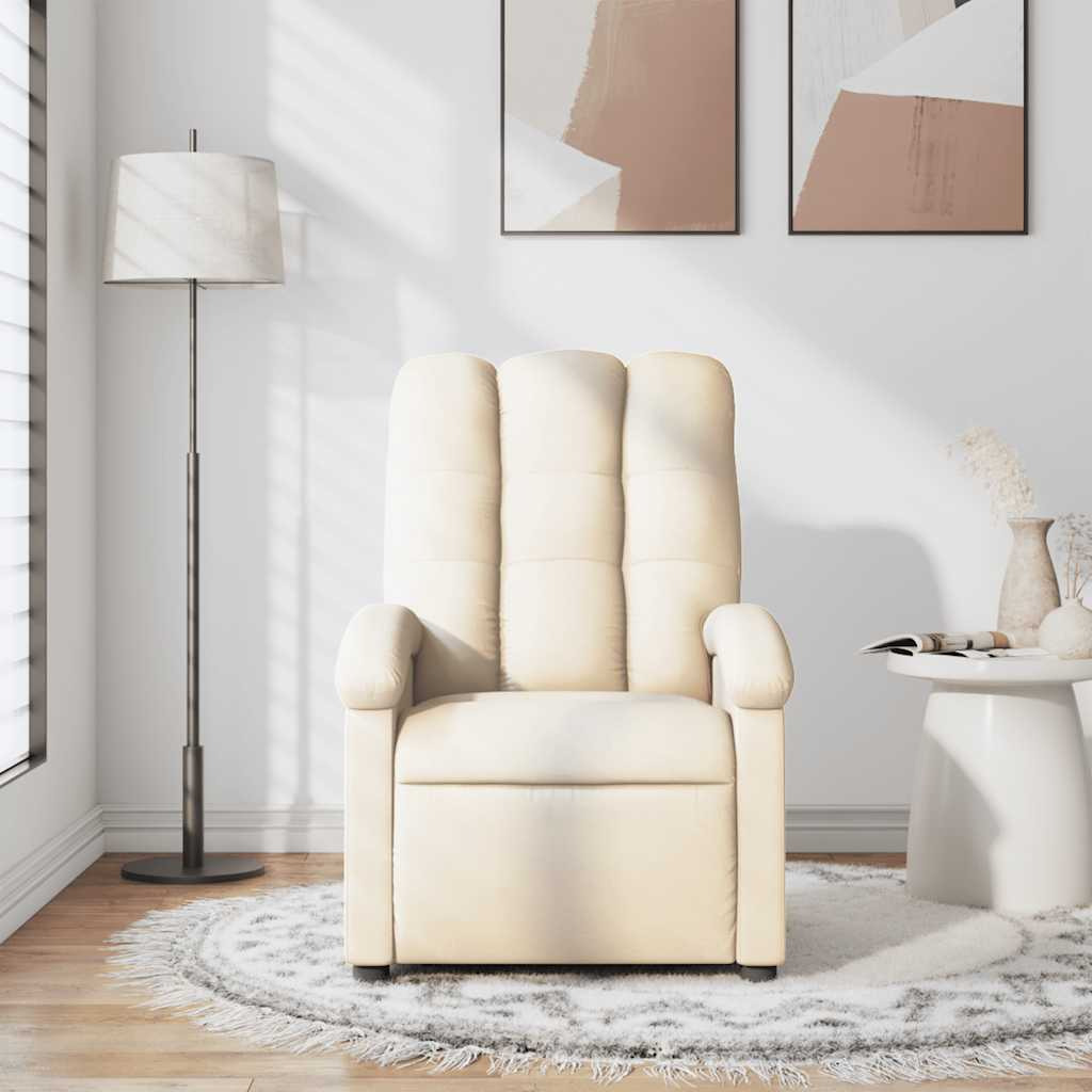 Vidaxl Massage Recliner Chair Cream Fabric