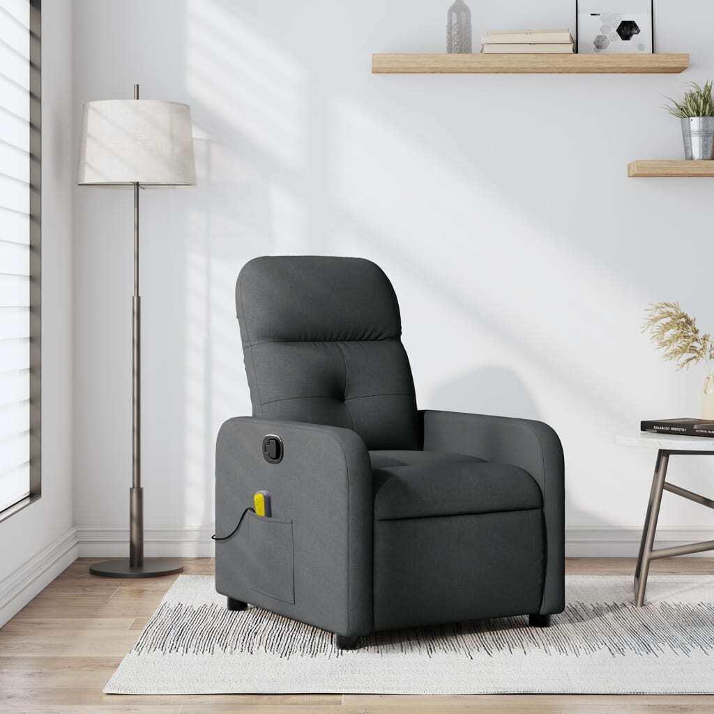Vidaxl Massage Recliner Chair Dark Gray Fabric