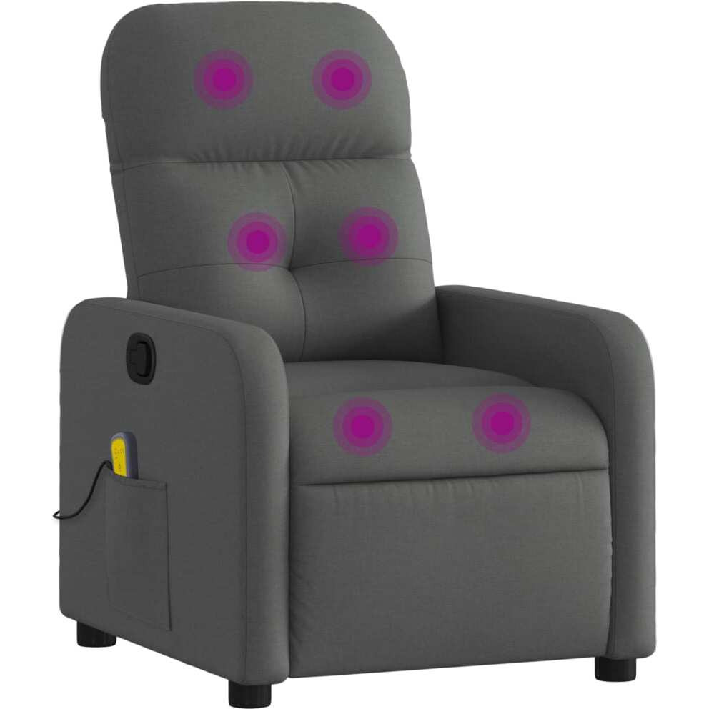 Vidaxl Massage Recliner Chair Dark Gray Fabric