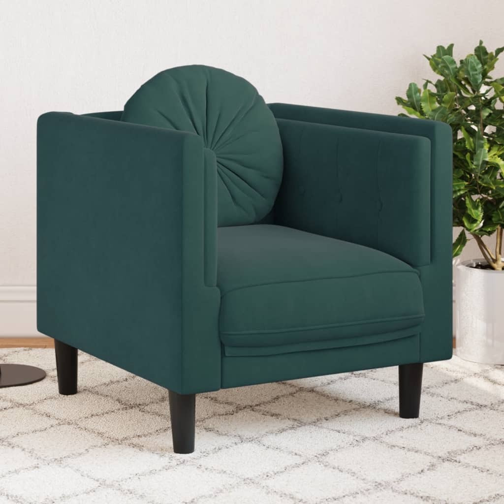 Vidaxl Sofa Chair With Cushion Dark Green Velvet