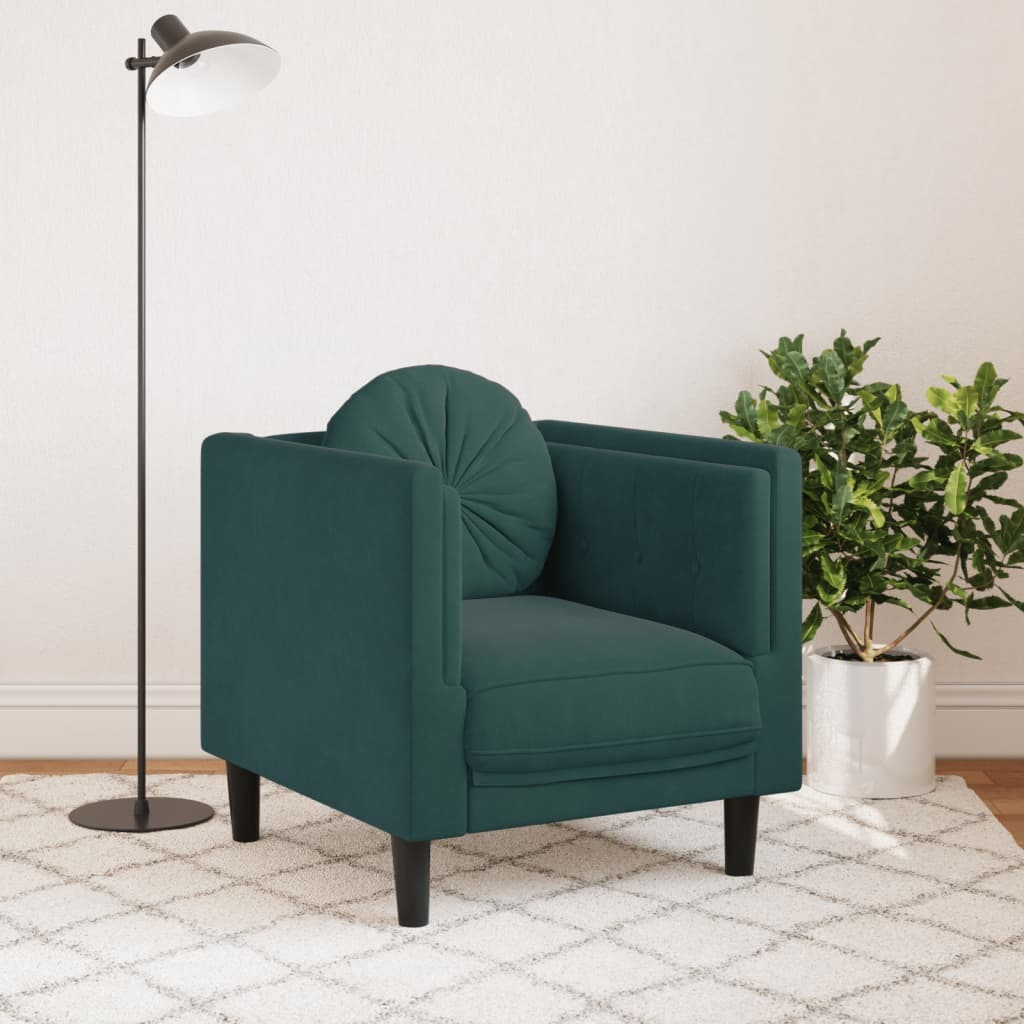 Vidaxl Sofa Chair With Cushion Dark Green Velvet