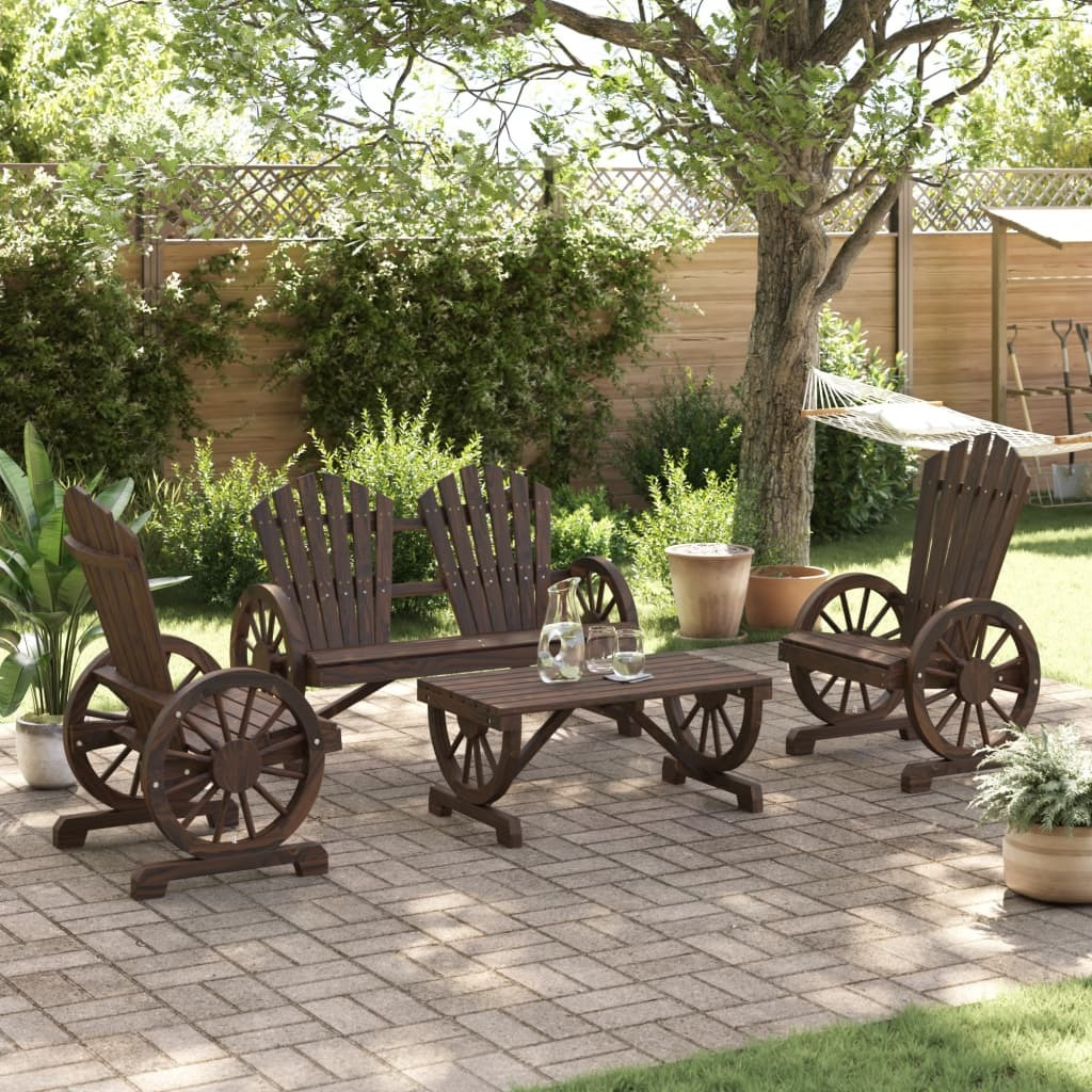 Vidaxl 4 Piece Patio Lounge Set Solid Wood Fir
