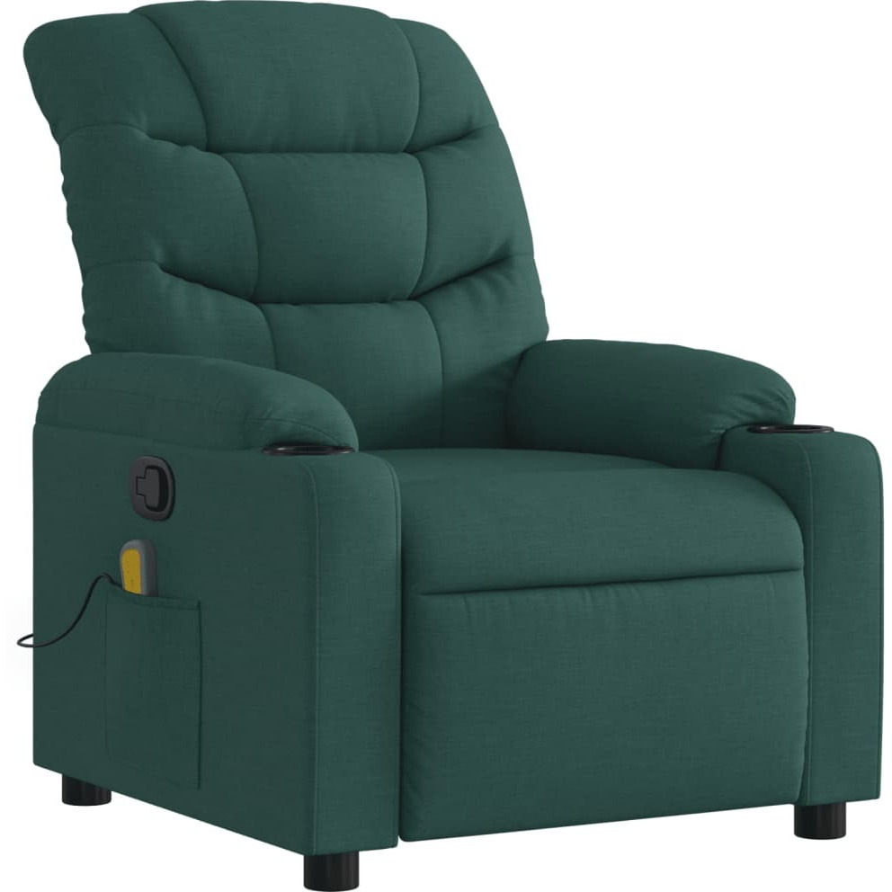 Vidaxl Massage Recliner Chair Dark Green Fabric