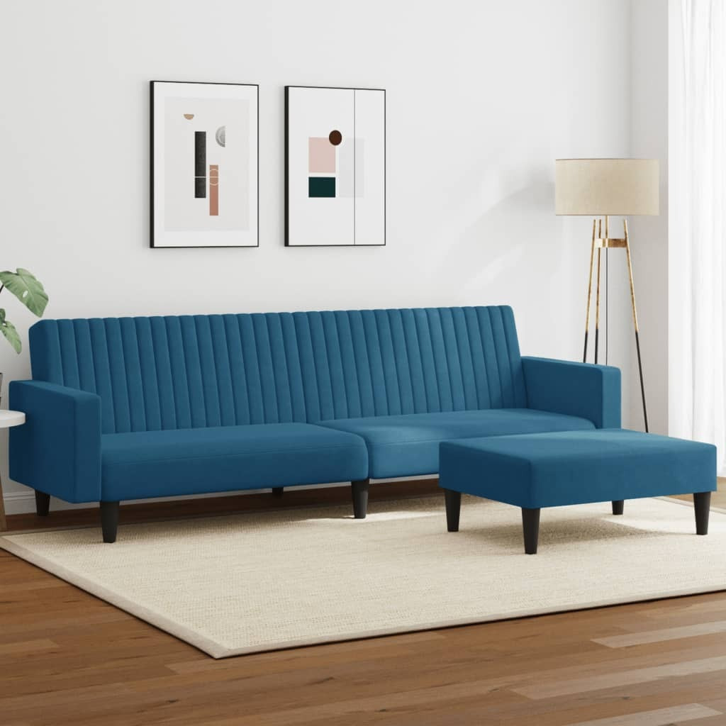 Vidaxl 2 Piece Sofa Set Blue Velvet