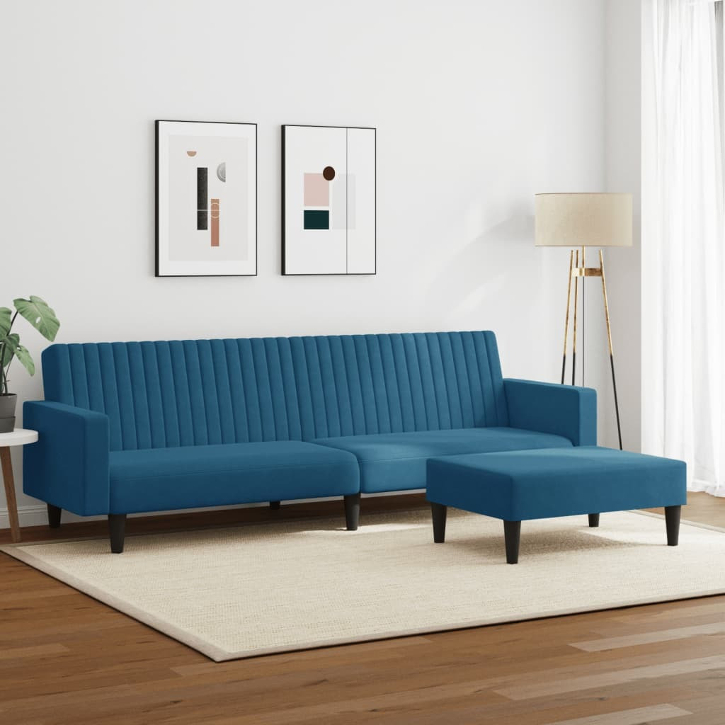 Vidaxl 2 Piece Sofa Set Blue Velvet