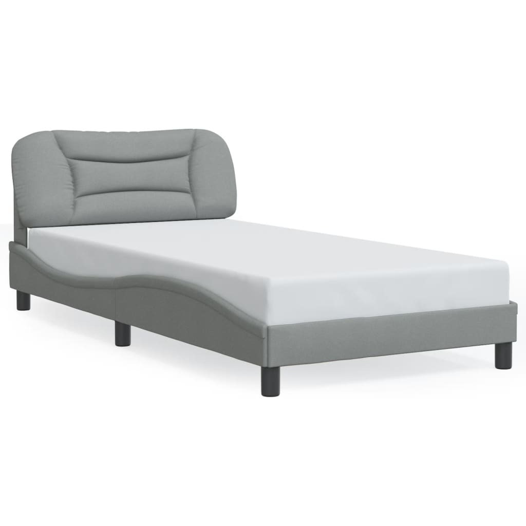 Vidaxl Bed Frame With Headboard Light Gray 39.4X74.8 Twin Fabric