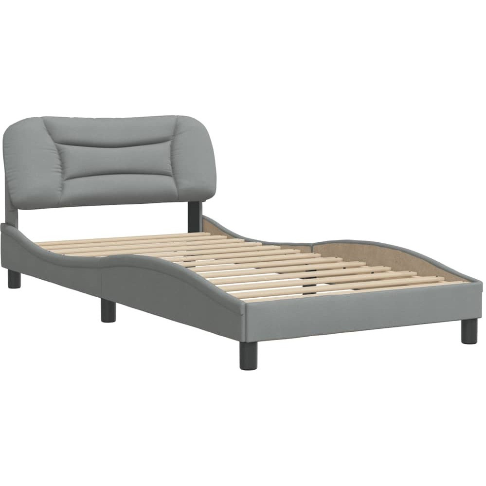 Vidaxl Bed Frame With Headboard Light Gray 39.4X74.8 Twin Fabric
