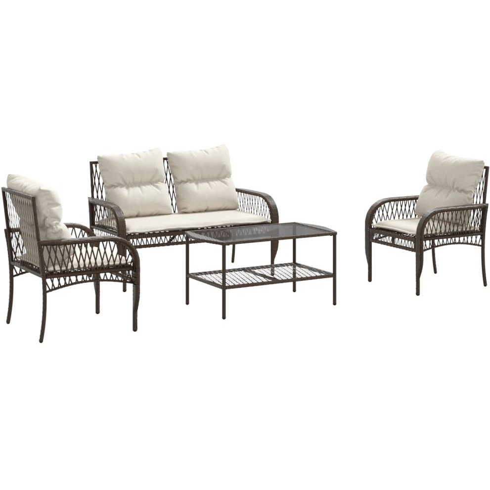 Vidaxl 4 Piece Patio Sofa Set With Cushions Brown Poly Rattan