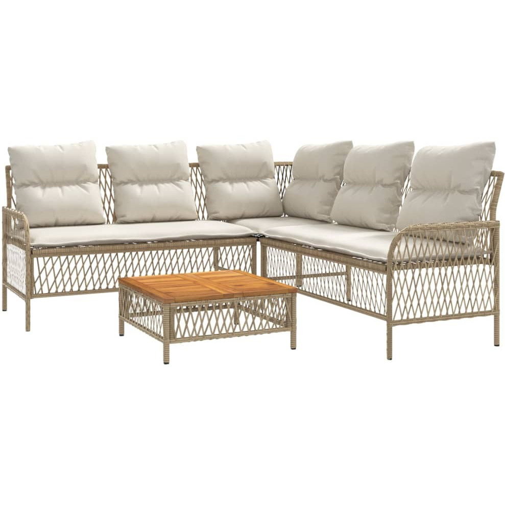 Vidaxl 2 Piece Patio Sofa Set With Cushions Beige Poly Rattan
