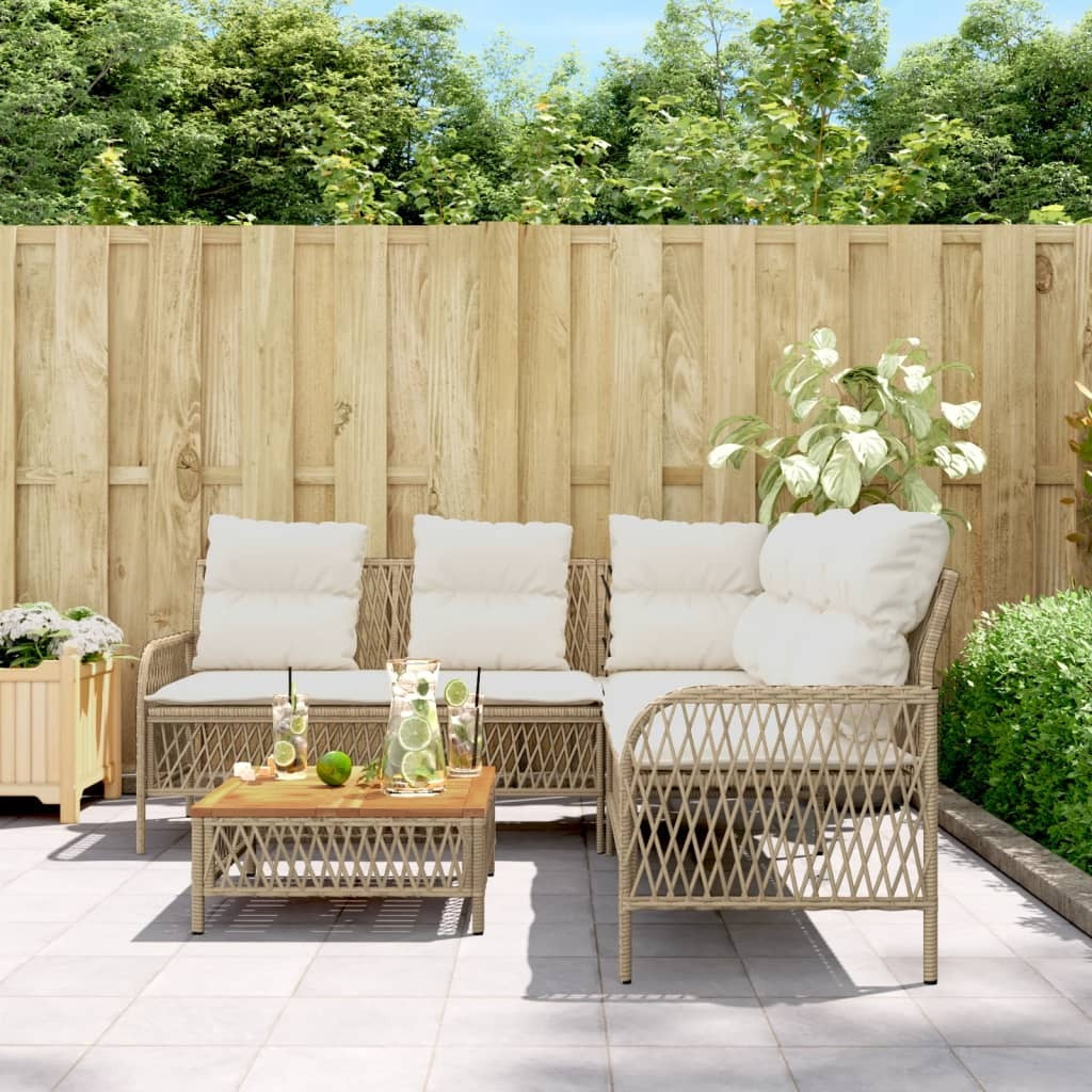 Vidaxl 2 Piece Patio Sofa Set With Cushions Beige Poly Rattan