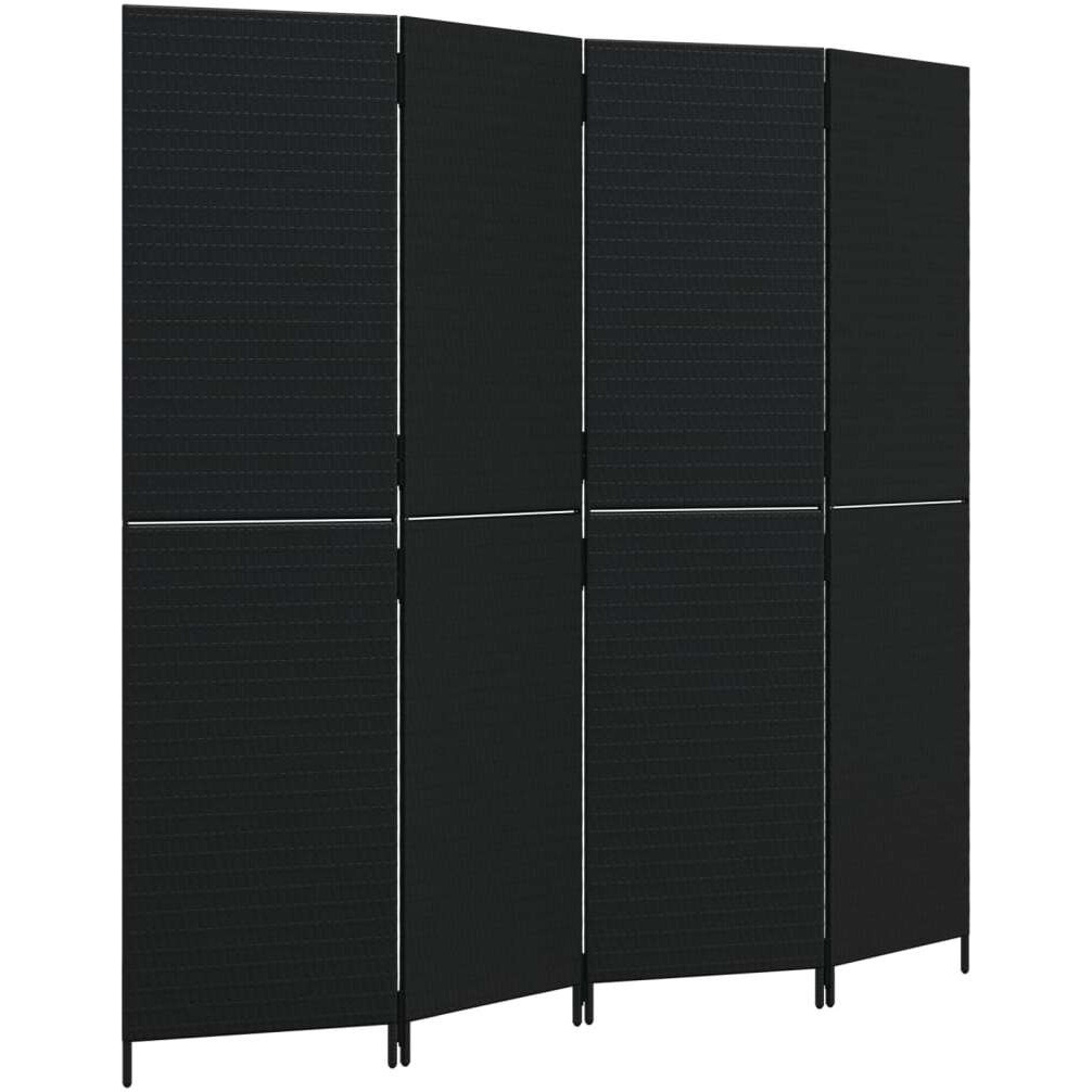 Vidaxl Room Divider 4 Panels Black Poly Rattan