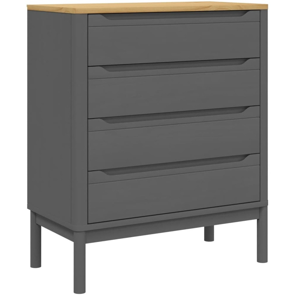 Vidaxl Chest Of Drawers Floro Gray Solid Wood Pine