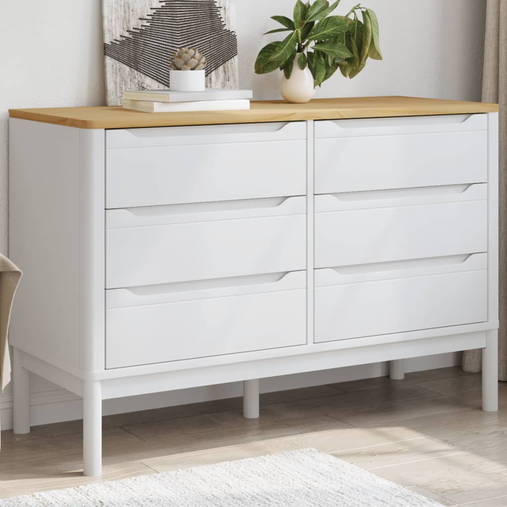 Vidaxl Chest Of Drawers Floro White Solid Wood Pine