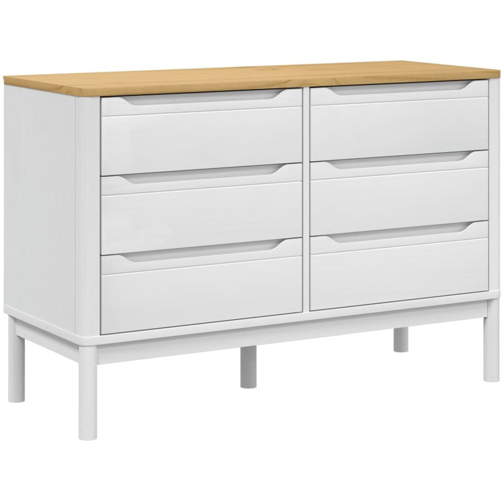 Vidaxl Chest Of Drawers Floro White Solid Wood Pine