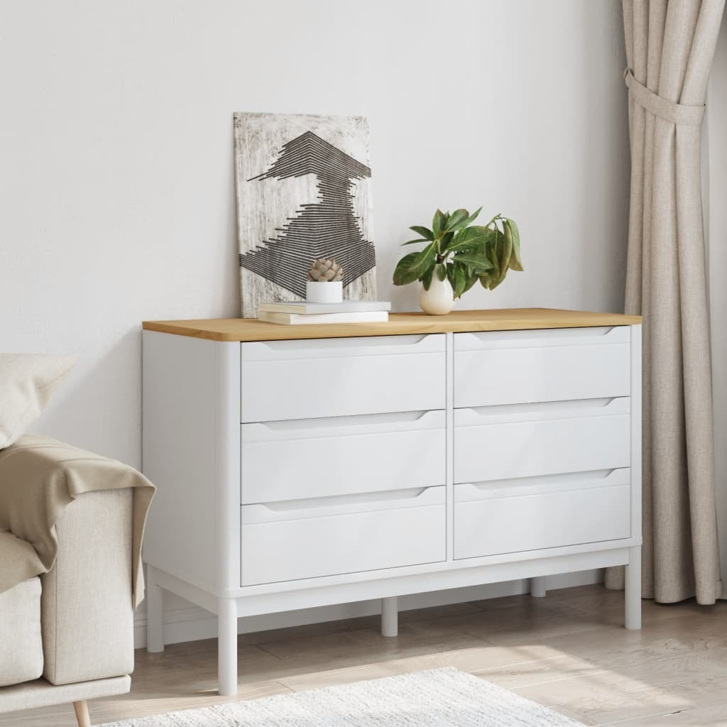 Vidaxl Chest Of Drawers Floro White Solid Wood Pine