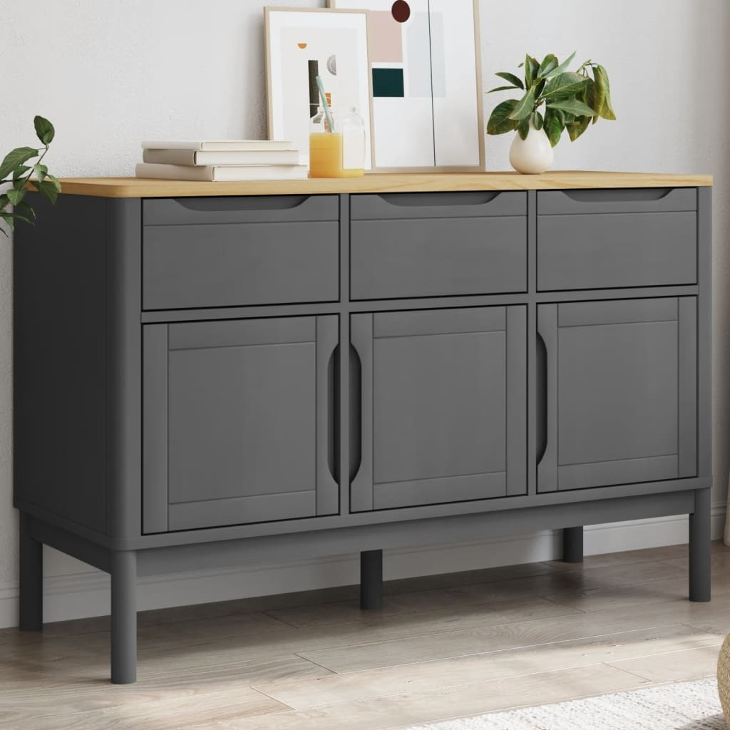 Vidaxl Sideboard Floro Gray 44.9X16.9X29.1 Solid Wood Pine