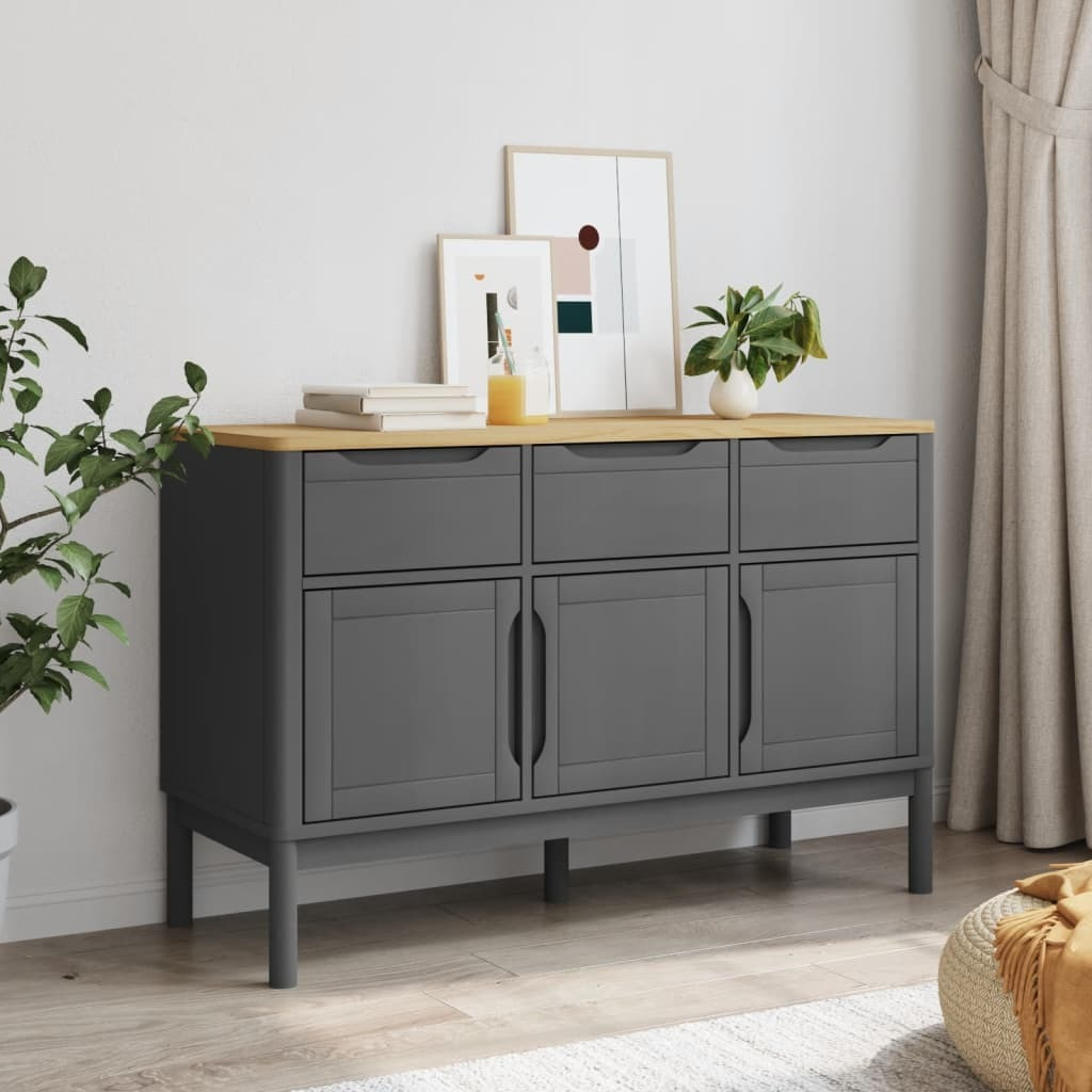 Vidaxl Sideboard Floro Gray 44.9X16.9X29.1 Solid Wood Pine
