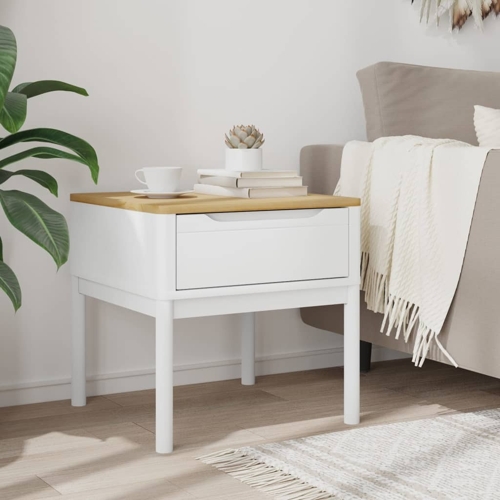 Vidaxl Lamp Table Floro White 21.7X21.7X21.3 Solid Wood Pine