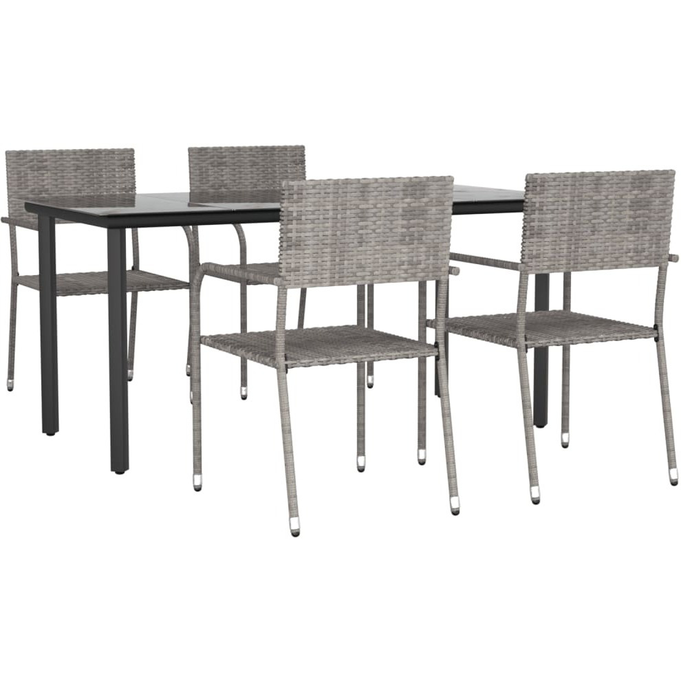 Vidaxl 5 Piece Patio Dining Set Gray Poly Rattan