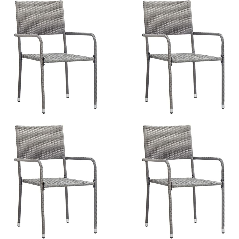 Vidaxl 5 Piece Patio Dining Set Gray Poly Rattan