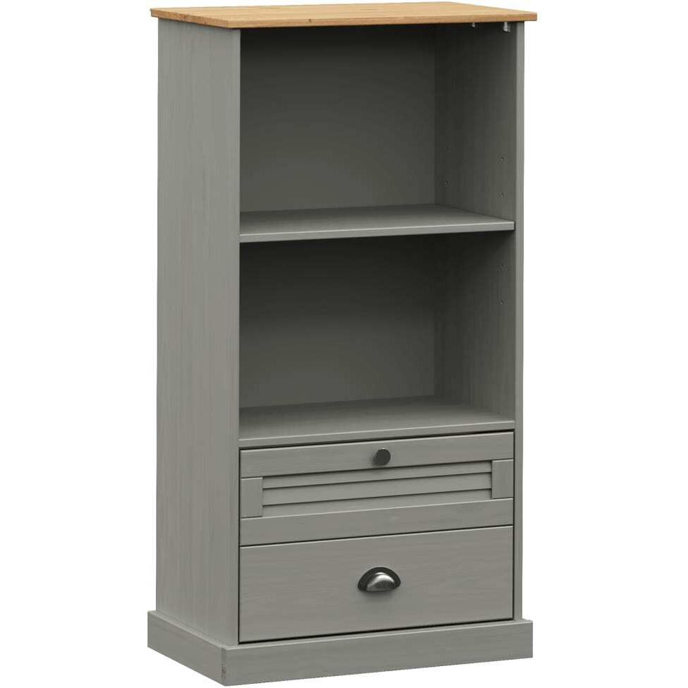 Vidaxl Bookcase Vigo Gray 23.6X13.8X45.1 Solid Wood Pine