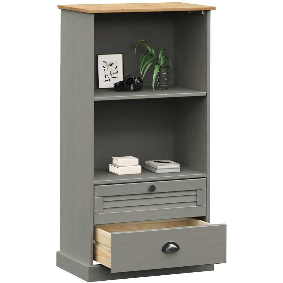 Vidaxl Bookcase Vigo Gray 23.6X13.8X45.1 Solid Wood Pine