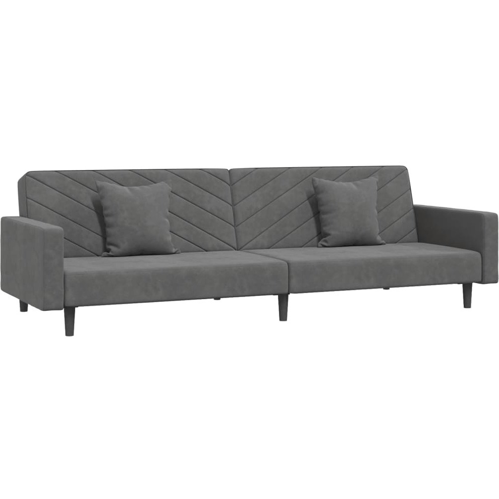 Vidaxl 2-Seater Sofa Bed With Two Pillows Dark Gray Velvet