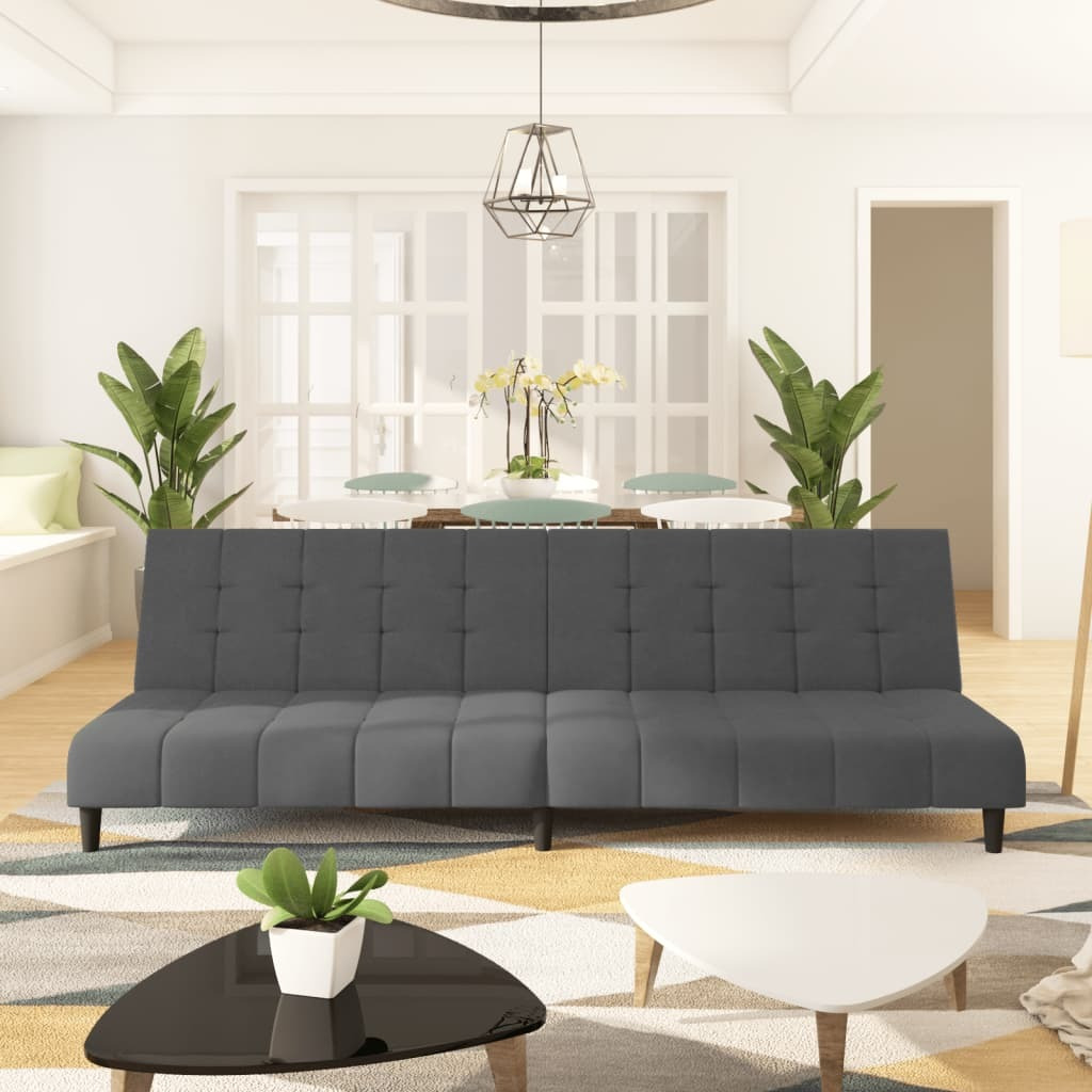 Vidaxl 2-Seater Sofa Bed Dark Gray Velvet
