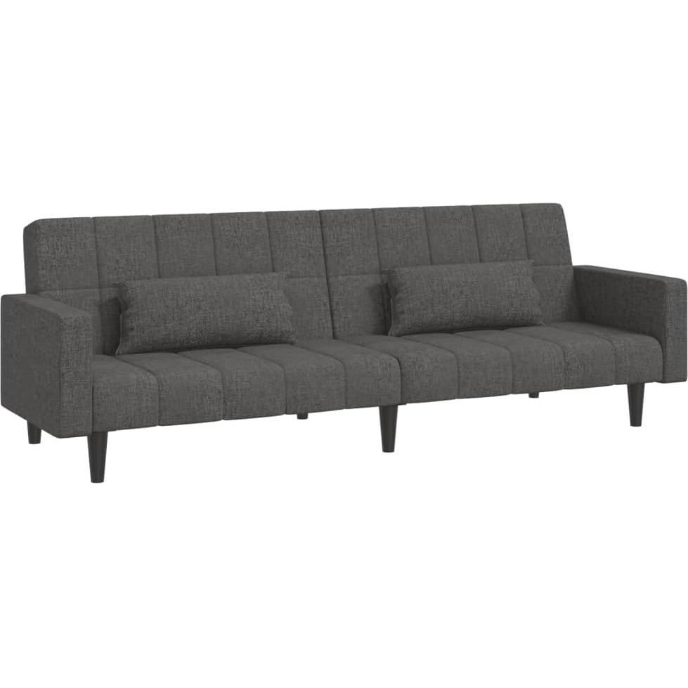 Vidaxl 2-Seater Sofa Bed With Two Pillows Dark Gray Fabric