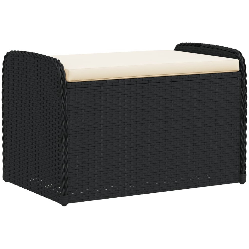 Vidaxl Storage Bench With Cushion Black 31.5X20.1X20.5 Poly Rattan