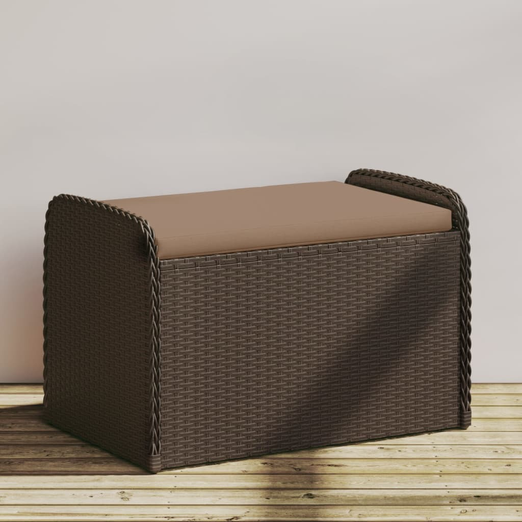 Vidaxl Storage Bench With Cushion Brown 31.5X20.1X20.5 Poly Rattan
