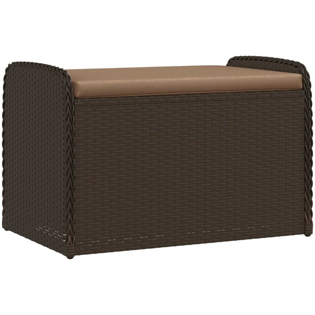 Vidaxl Storage Bench With Cushion Brown 31.5X20.1X20.5 Poly Rattan