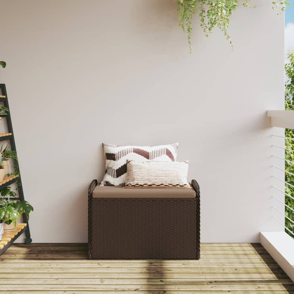Vidaxl Storage Bench With Cushion Brown 31.5X20.1X20.5 Poly Rattan