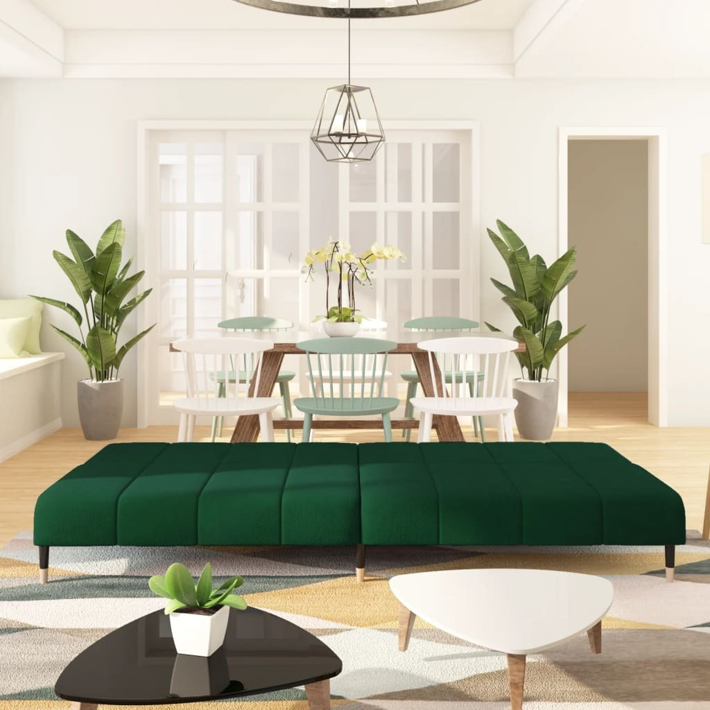 Vidaxl 2-Seater Sofa Bed Dark Green Velvet