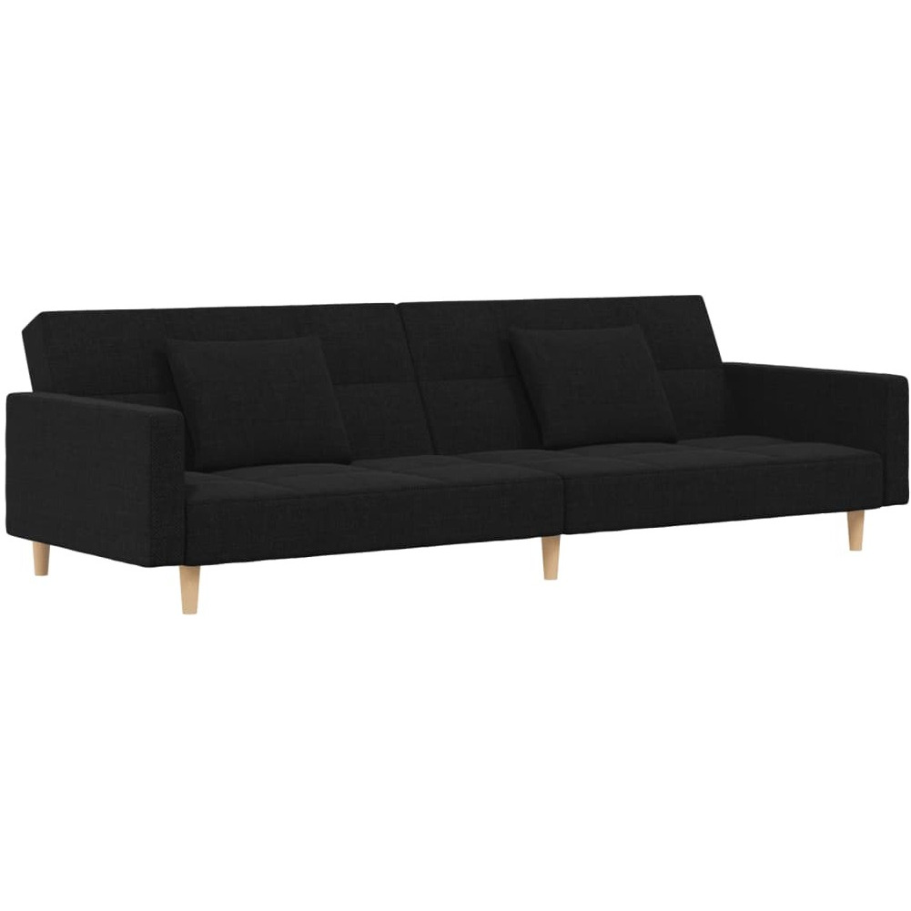 Vidaxl 2-Seater Sofa Bed With Two Pillows Black Fabric