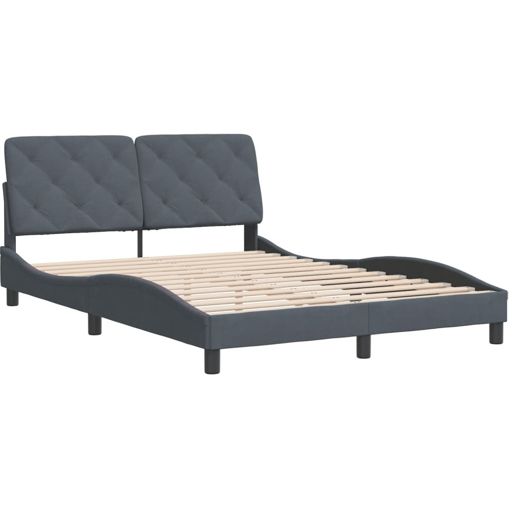 Vidaxl Bed Frame With Headboard Dark Gray 53.9X74.8 Full Velvet