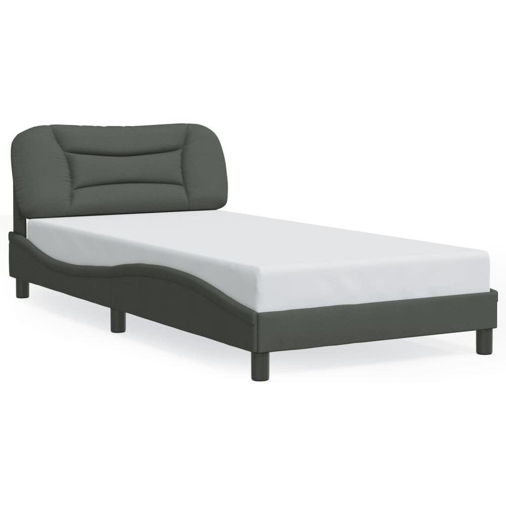 Vidaxl Bed Frame With Headboard Dark Gray 39.4X74.8 Twin Fabric