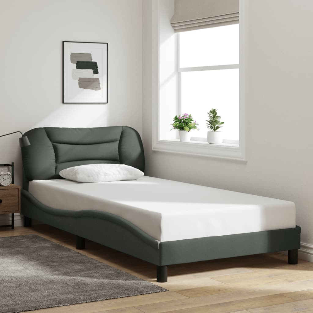 Vidaxl Bed Frame With Headboard Dark Gray 39.4X79.9 Twin Xl Fabric
