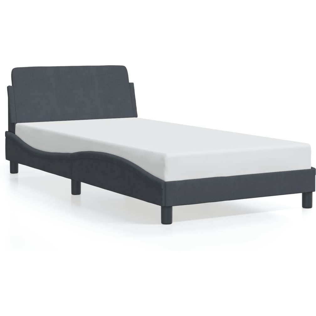 Vidaxl Bed Frame With Headboard Dark Gray 39.4X79.9 Twin Xl Velvet