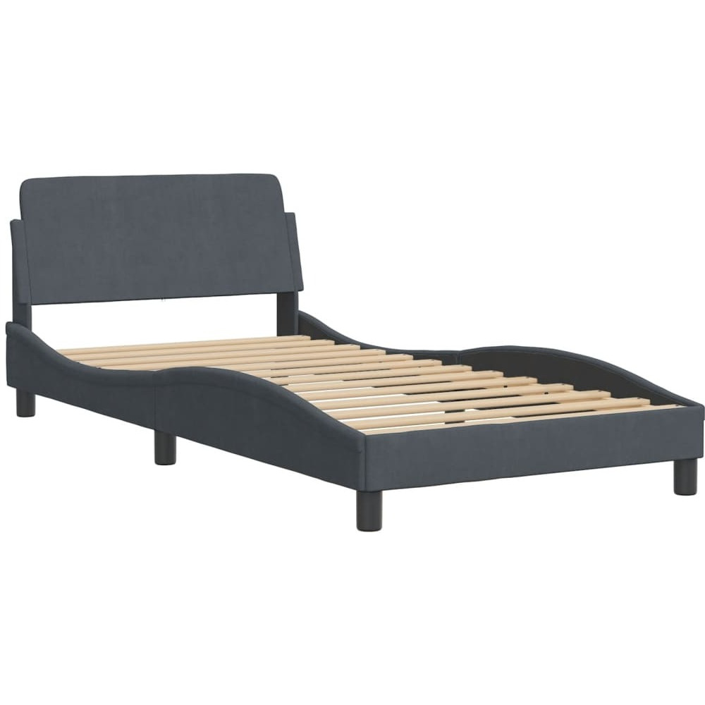 Vidaxl Bed Frame With Headboard Dark Gray 39.4X79.9 Twin Xl Velvet