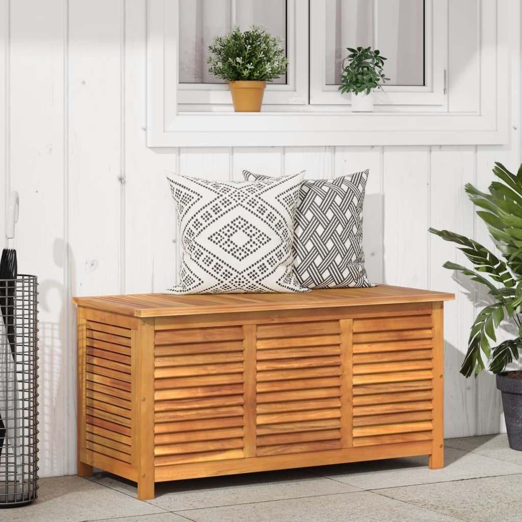 Vidaxl Garden Storage Box With Louver 44.5X19.7X22 Solid Wood Acacia