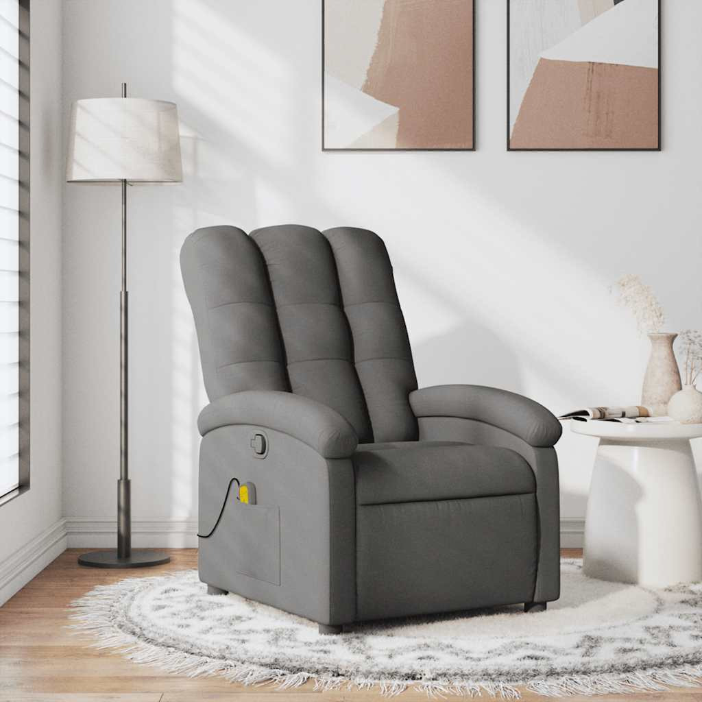 Vidaxl Massage Recliner Chair Dark Gray Fabric