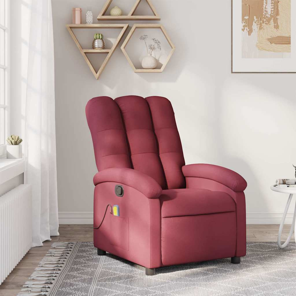 Vidaxl Massage Recliner Chair Wine Red Fabric