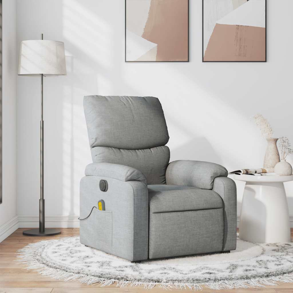Vidaxl Massage Recliner Chair Light Gray Fabric
