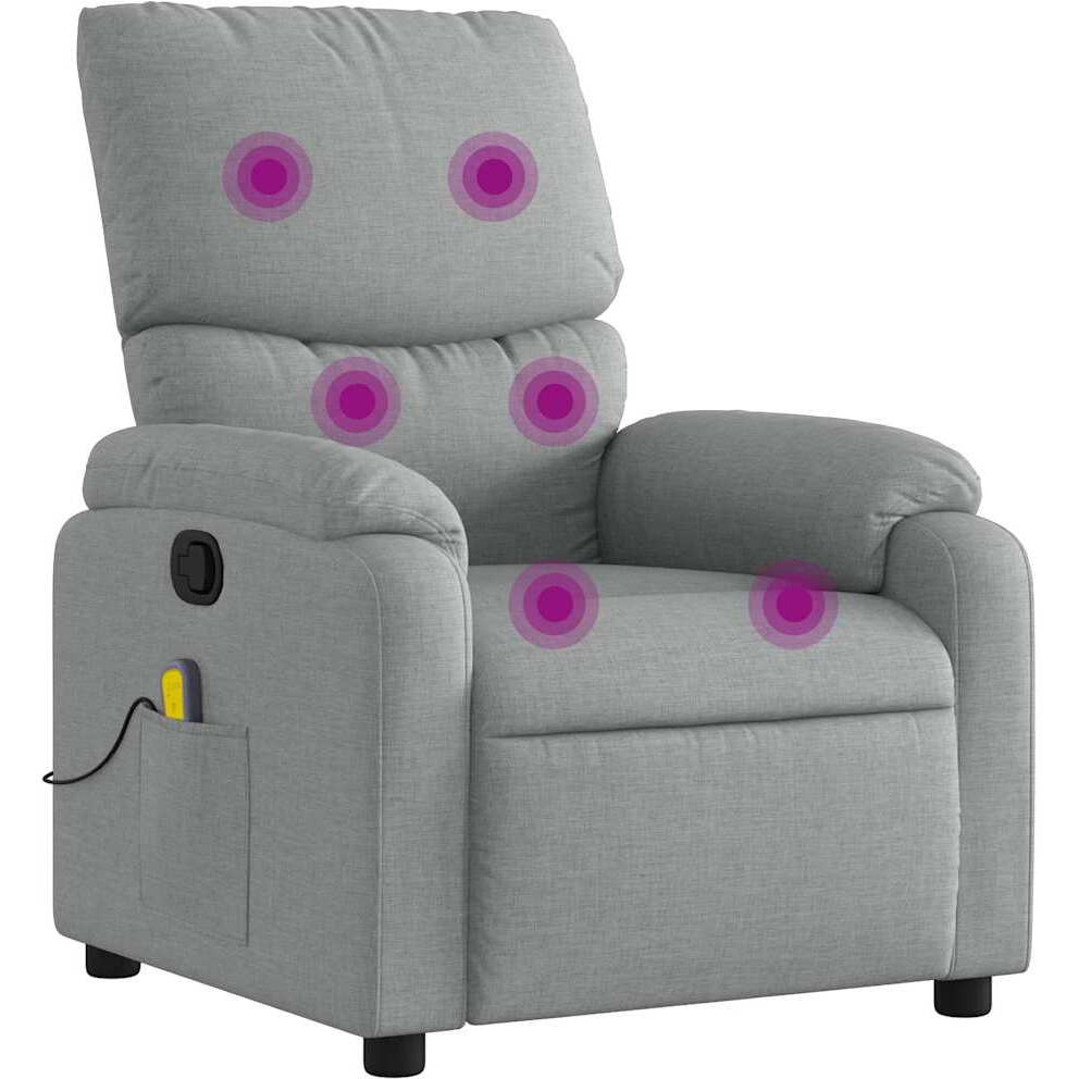 Vidaxl Massage Recliner Chair Light Gray Fabric